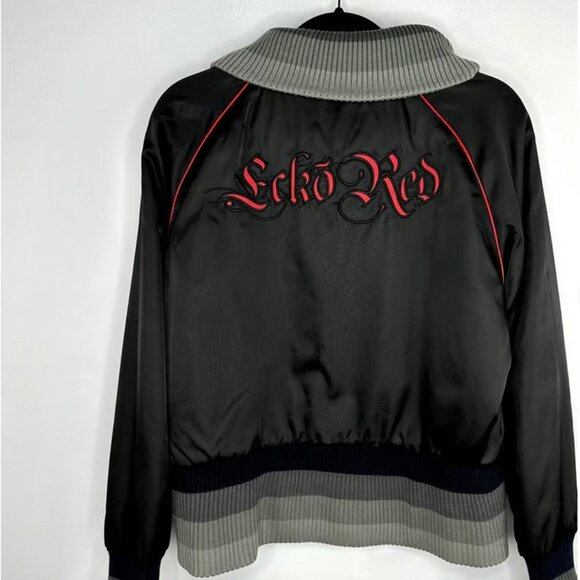 Women's Y2K  Black Vintage Ecko Red Bomber Jacket  Size Large - Picture 6 of 10